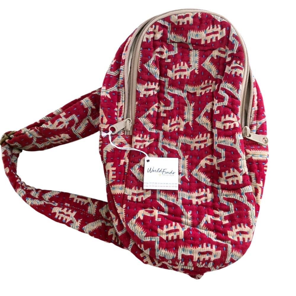 KANTHA QUILTED SLING BAG World Finds Fair Trade Sustainable BOHO COTTON